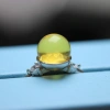 Original amber with inlaid rose petals - loose-fitting -8m diameter - silver-plated copper with color retention setting Item Picture